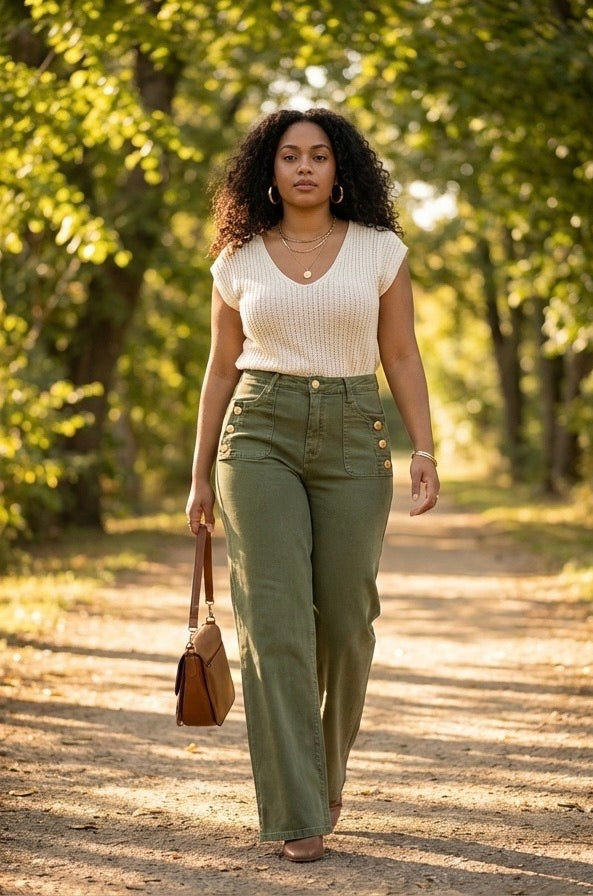 Jean Wide Leg Kaki 