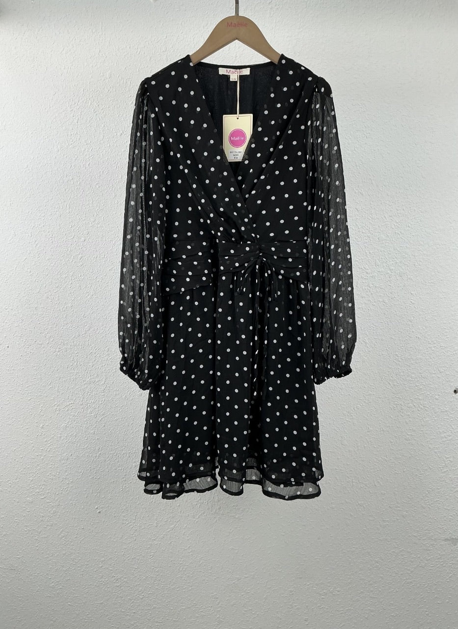 Robe Cache-Cœur à Pois – Noire