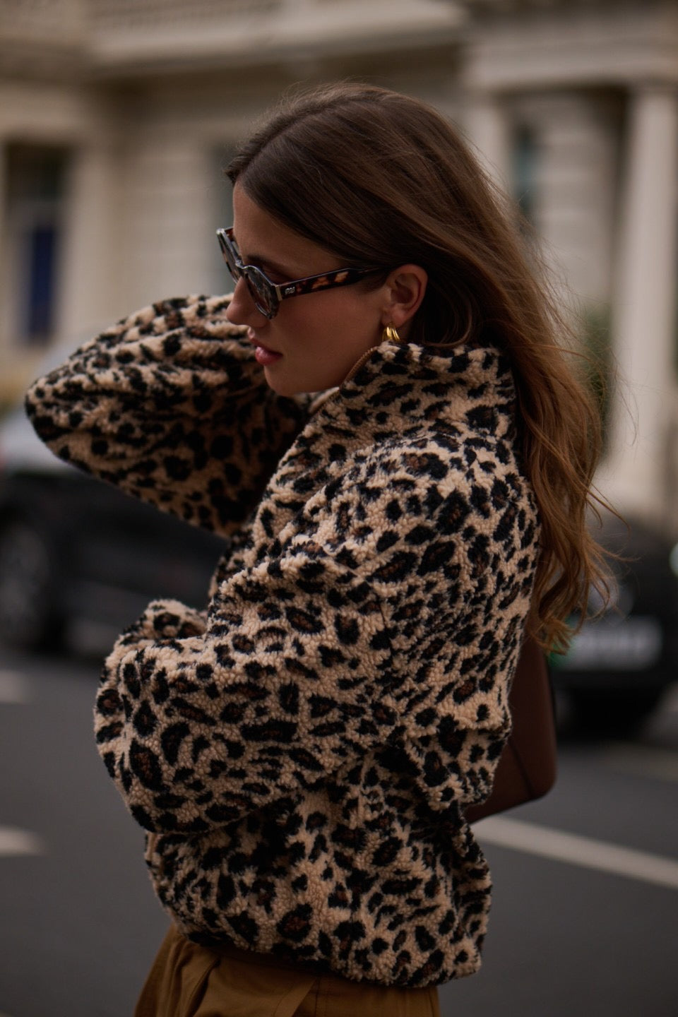 Polaire léopard zippée femme – Beige & noir