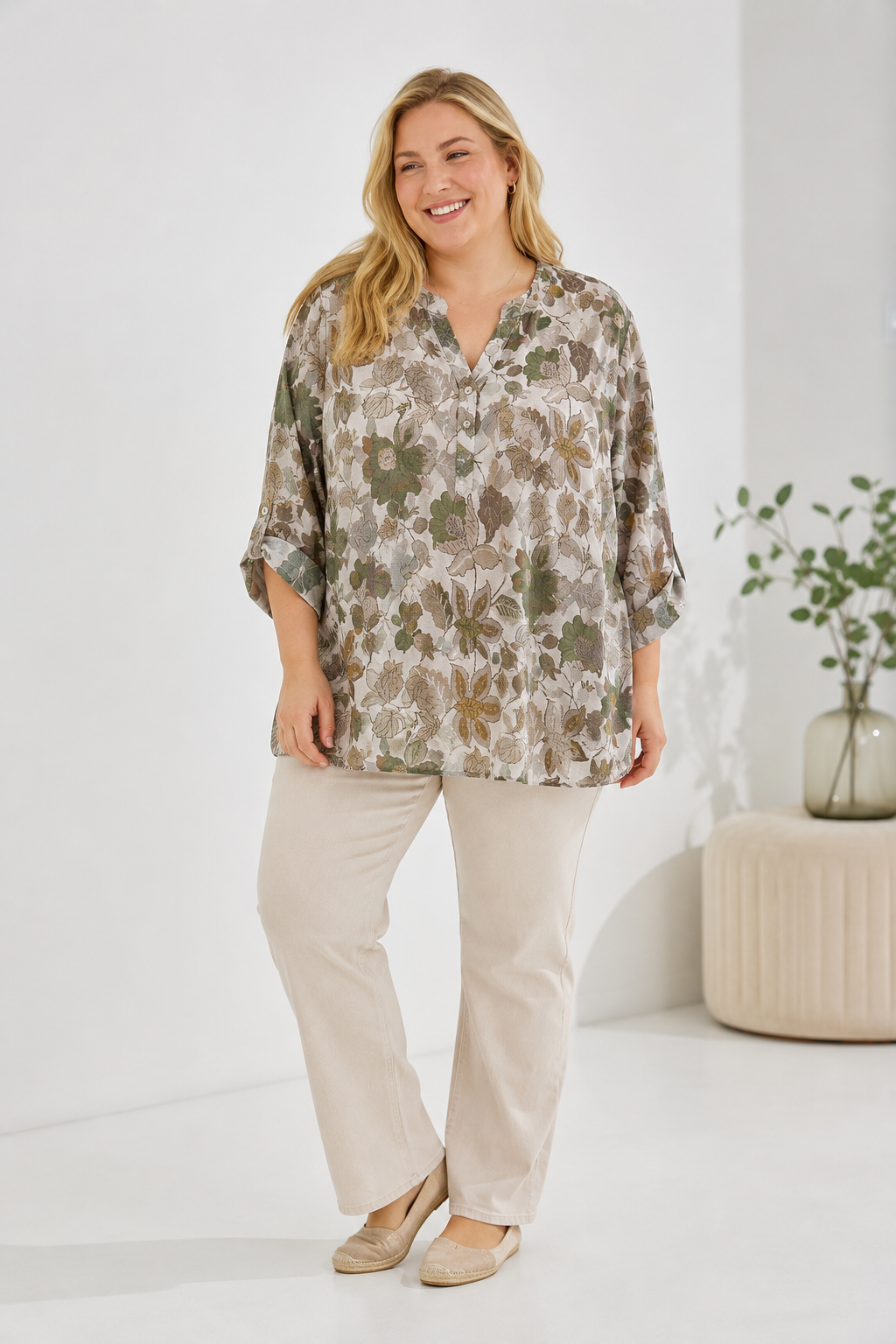 Blouse fluide fleurie – Grande taille jusqu’au 58/60