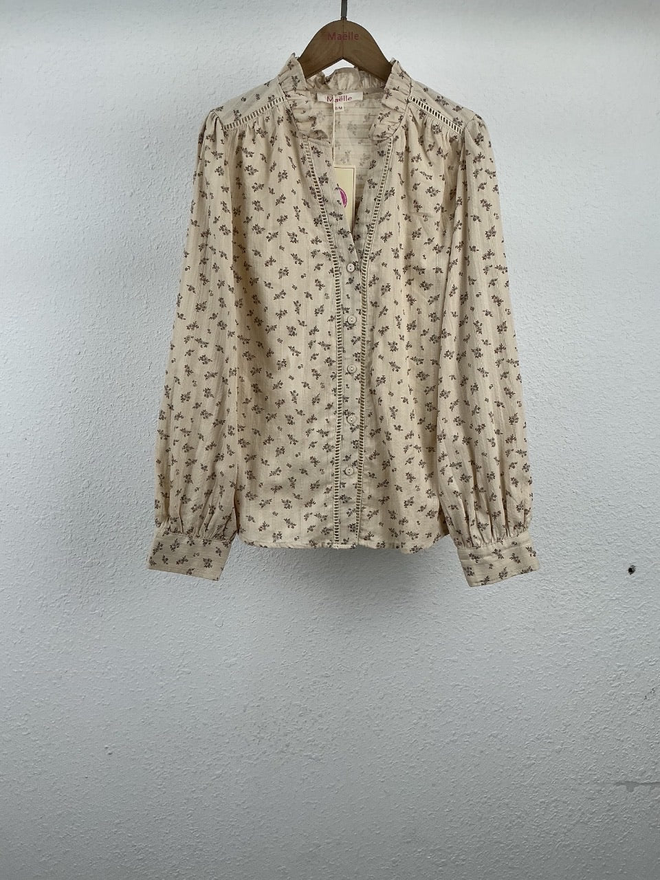 Blouse femme beige fleurie – Élise