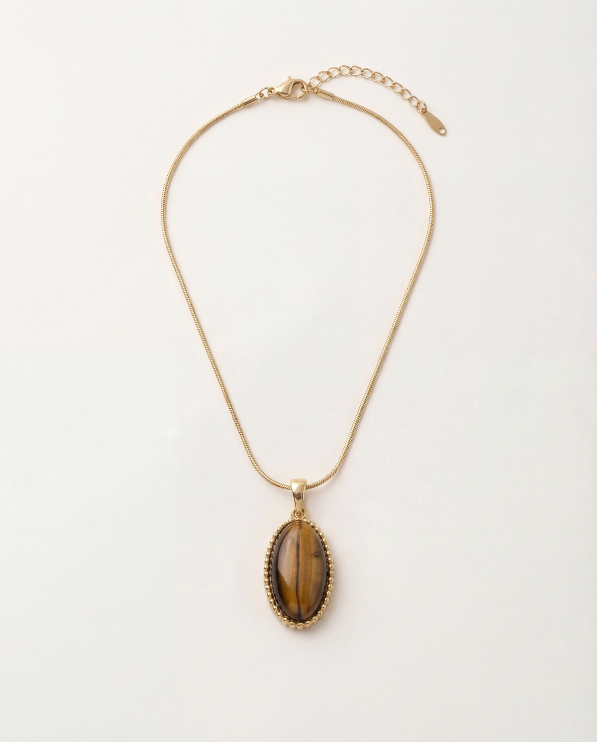 Collier pendentif ovale marron & doré