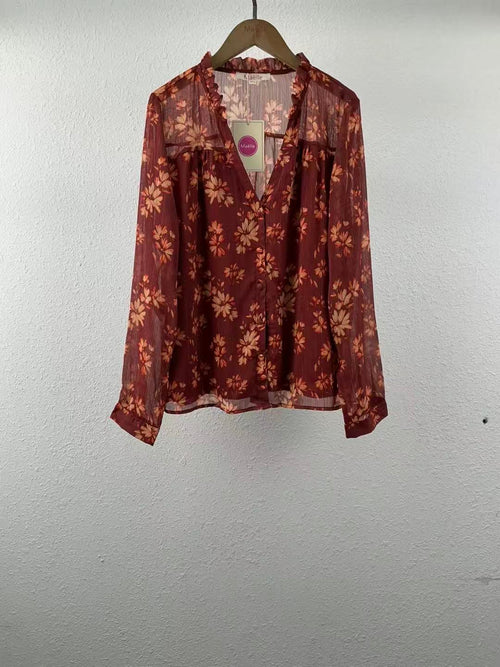 Blouse fleurie terracotta