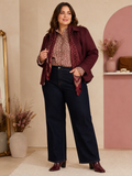 Veste effet suédine Bordeaux – Détails dorés