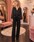 Blouse fleurie noire – Élégante & féminine