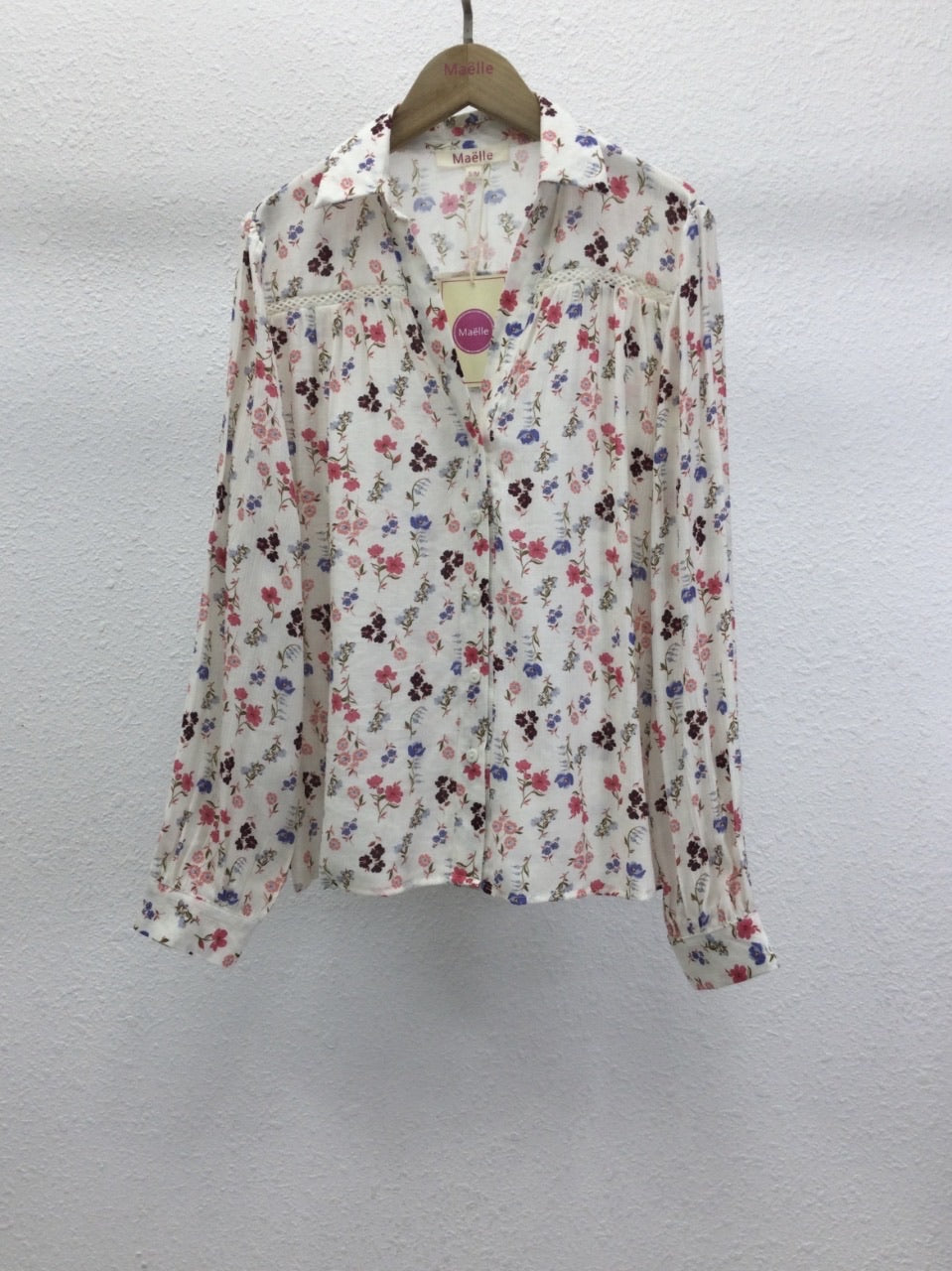 Chemise fleurie écrue