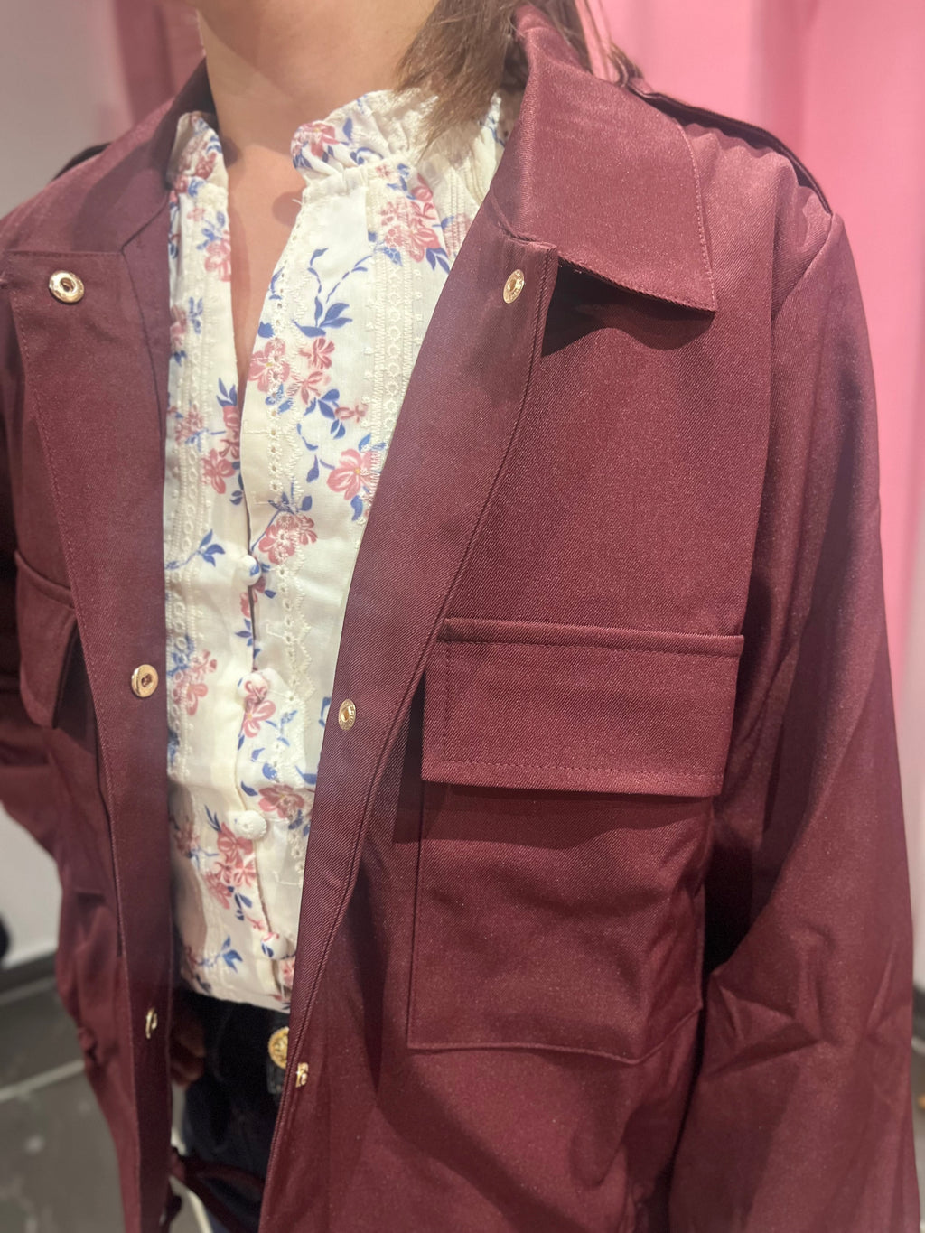 Veste courte Bordeaux à taille ajustable
