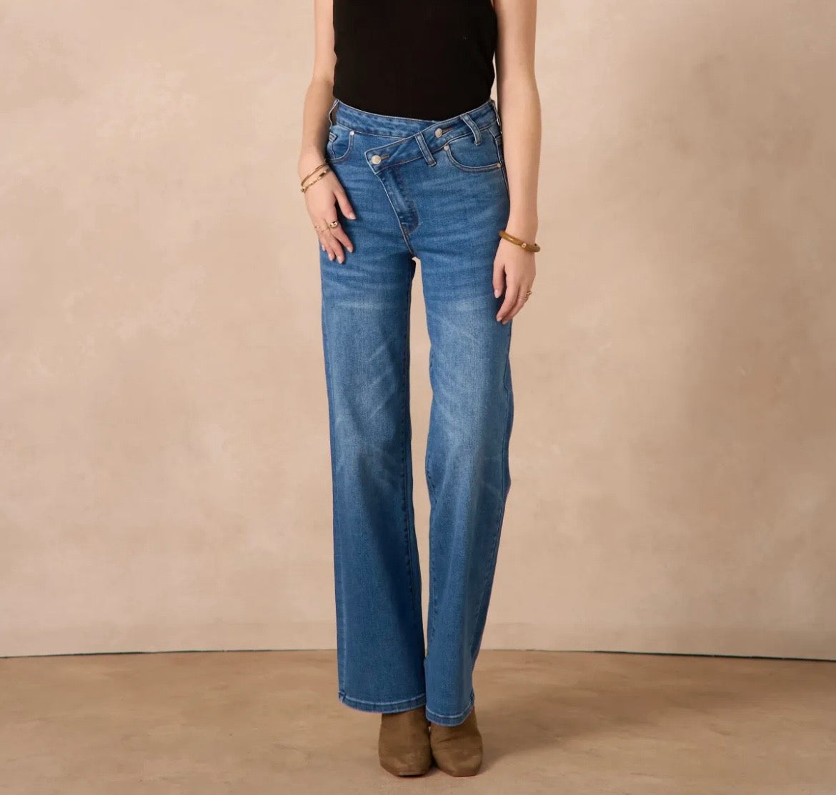 Jean Wide Leg Taille Croisée – Bleu