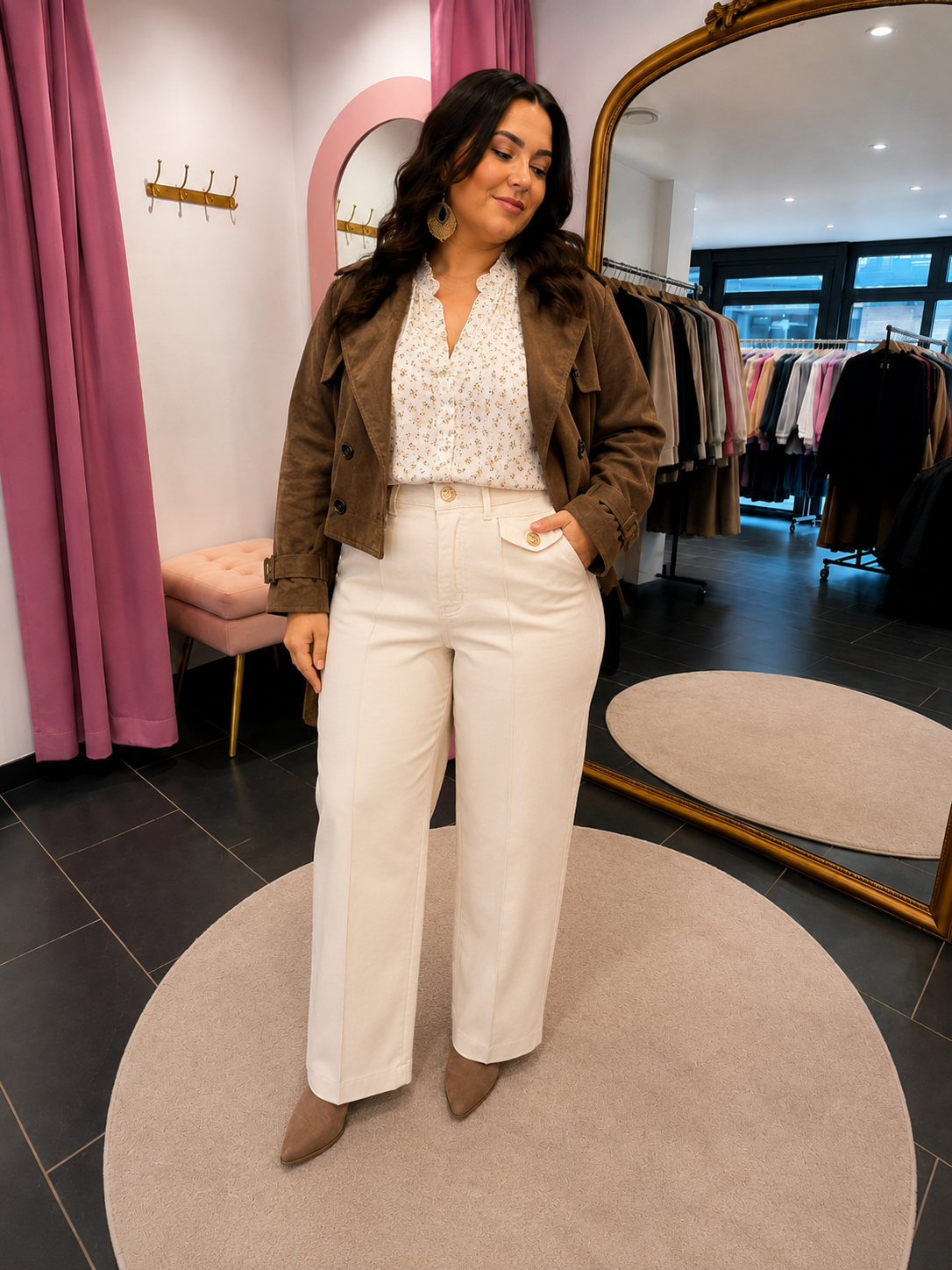 Veste trench effet suédine – marron
