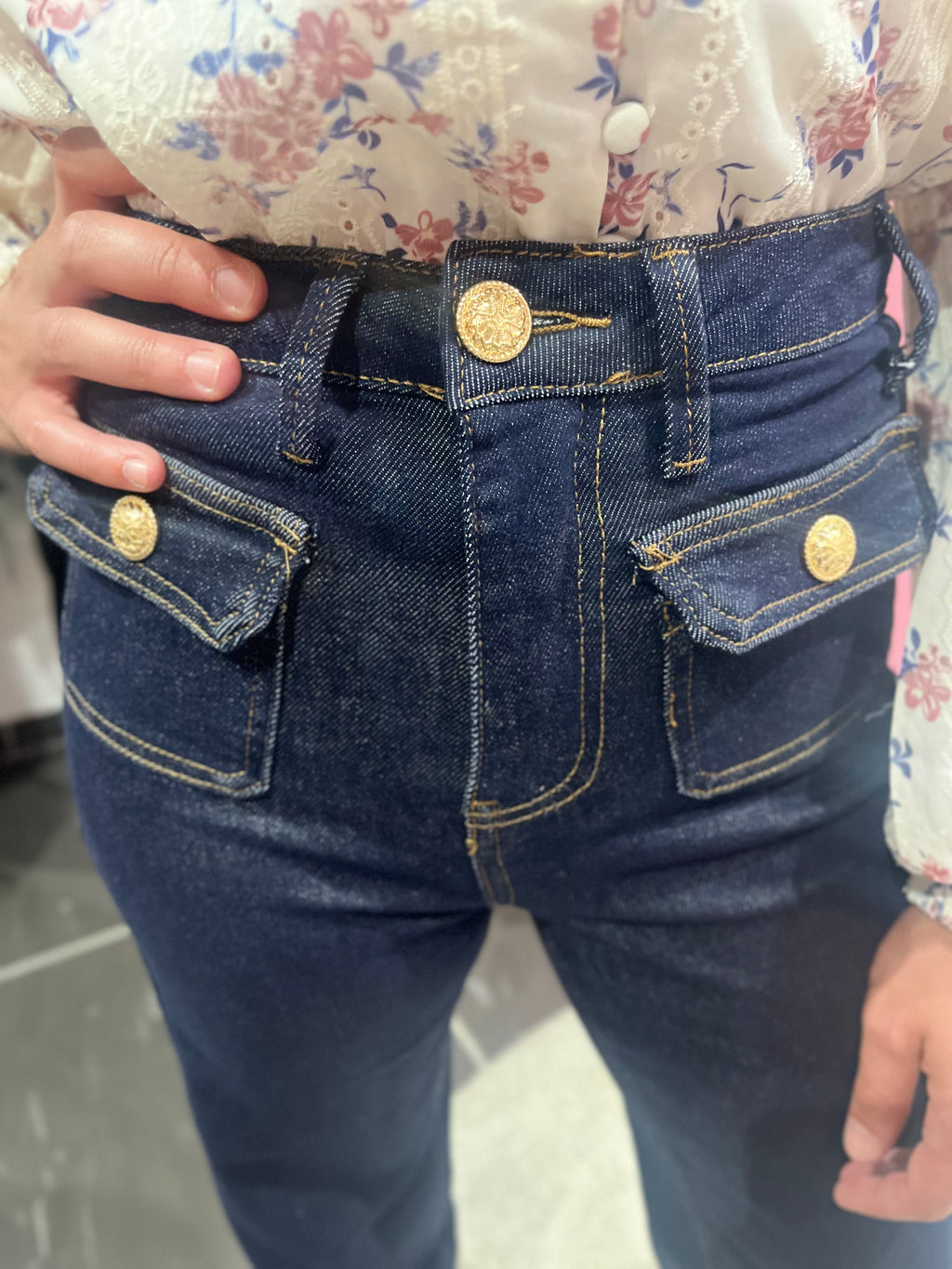 Jean Wide Leg Brut – Boutons Dorés