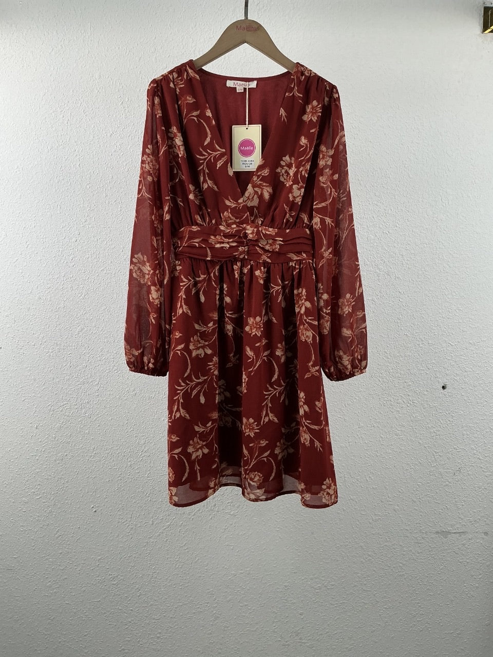 Robe courte fleurie terracotta