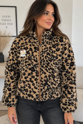 Polaire léopard zippée femme – Beige & noir
