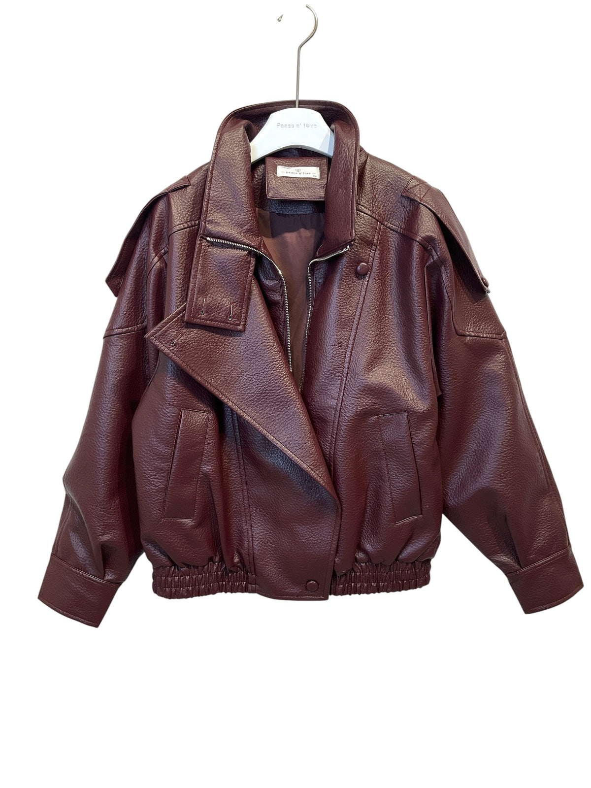 Veste oversize effet cuir – Bordeaux