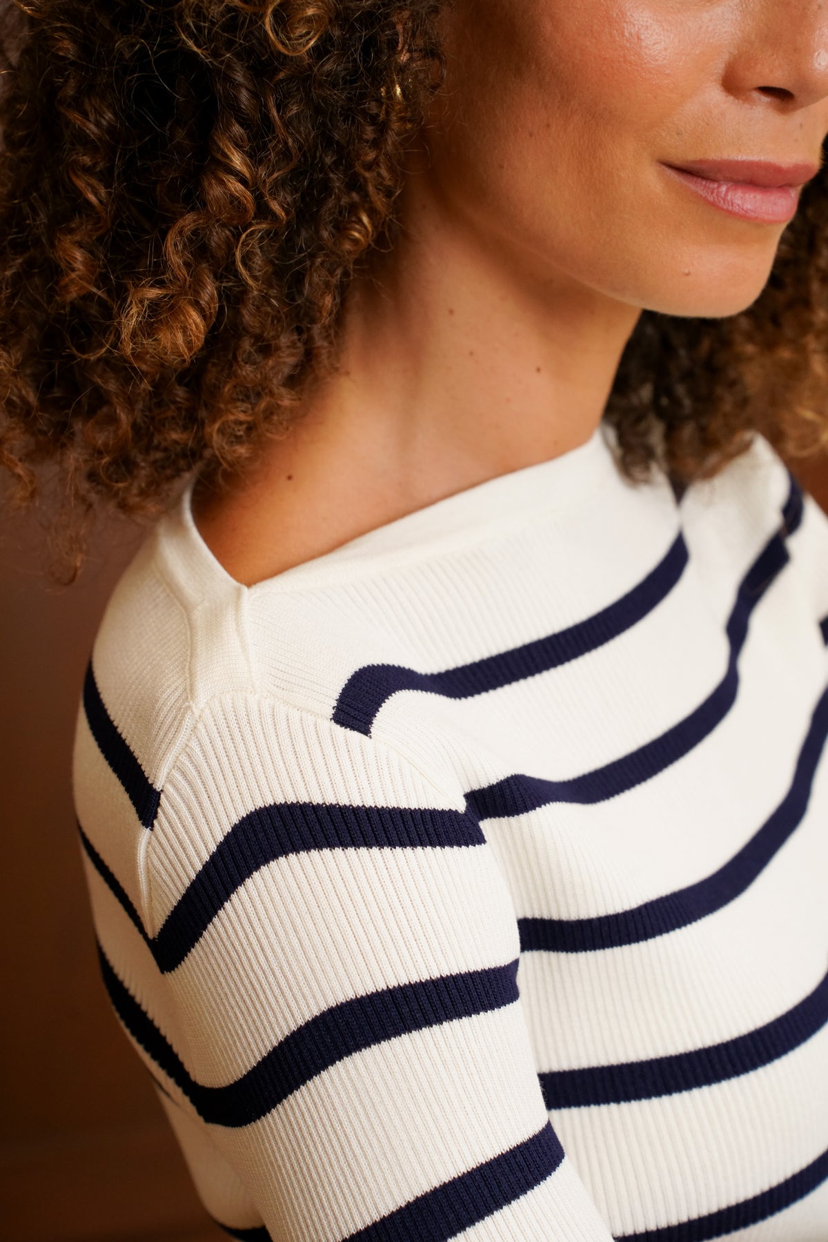 Top marinière en maille – Écru & Bleu marine