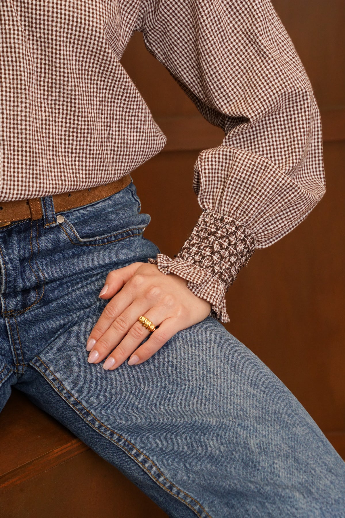 Chemise à carreaux – Marron & Écru