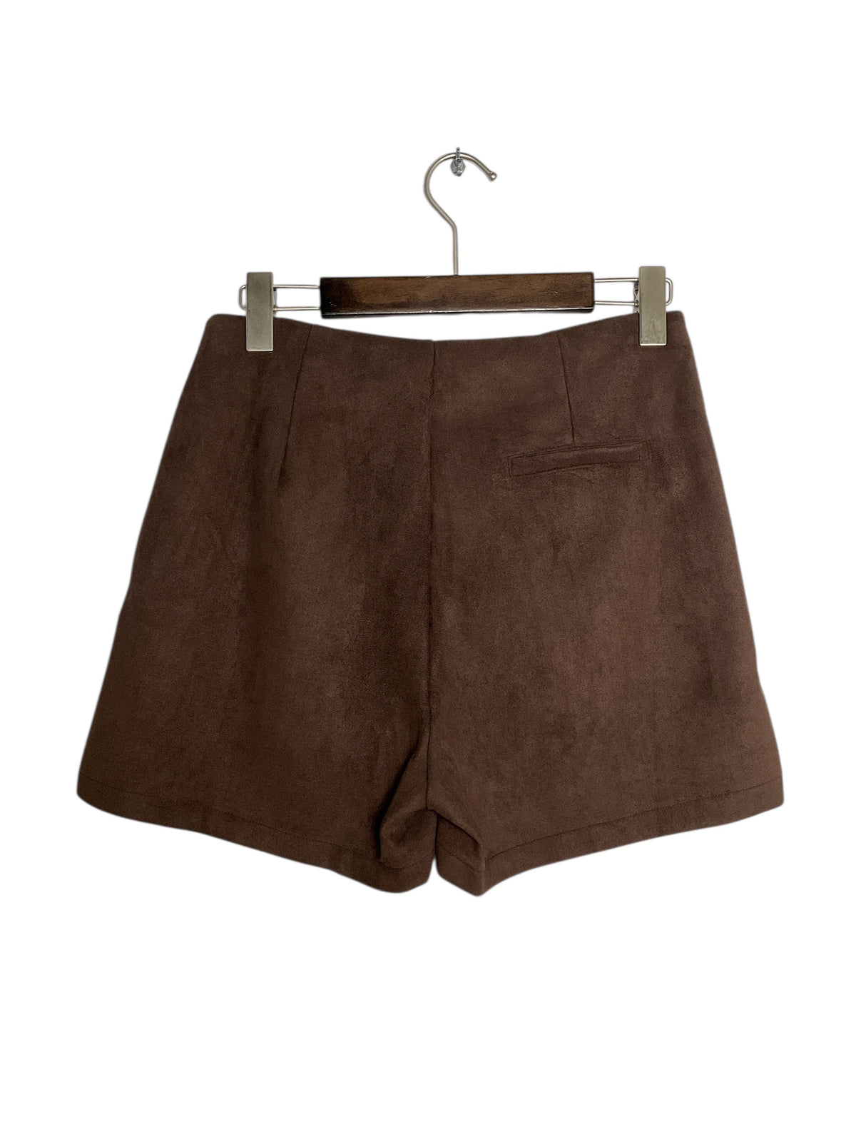 Jupe-short effet suédine marron