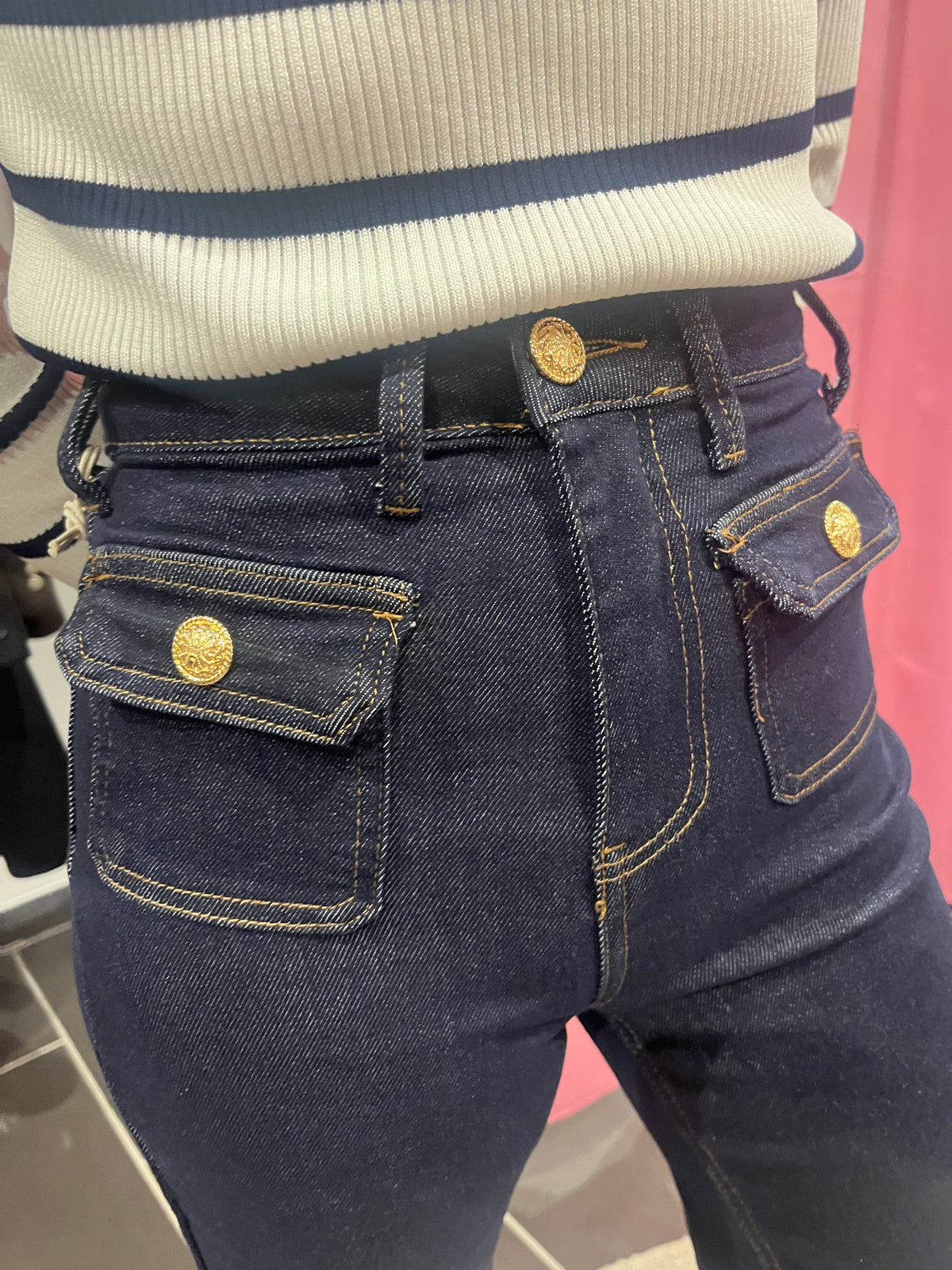 Jean Wide Leg Brut – Boutons Dorés