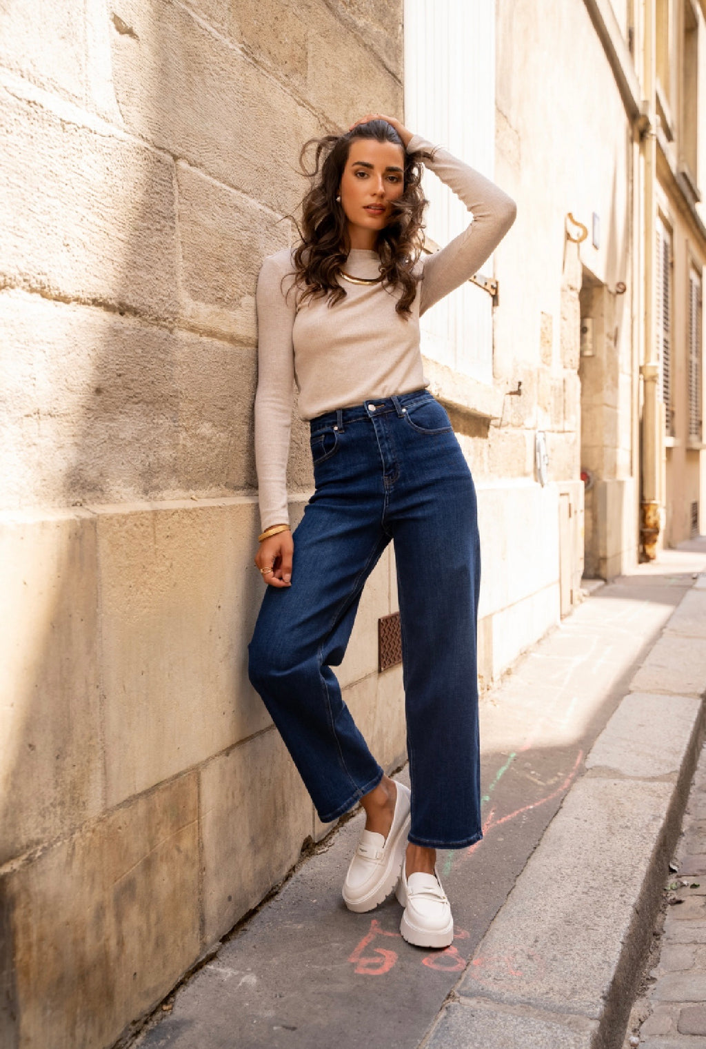 Jean femme brut wide balloon stretch – Zoé