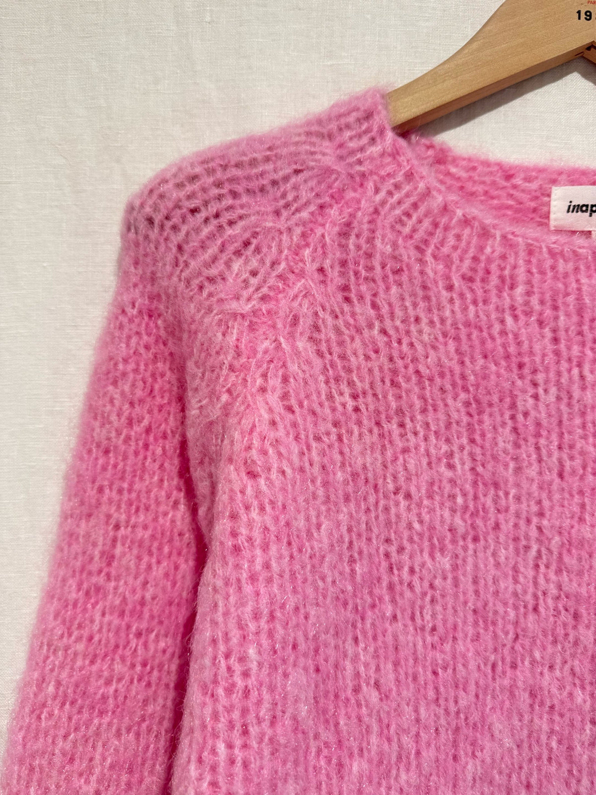 Pull Rose en Maille à Liens aux Poignets