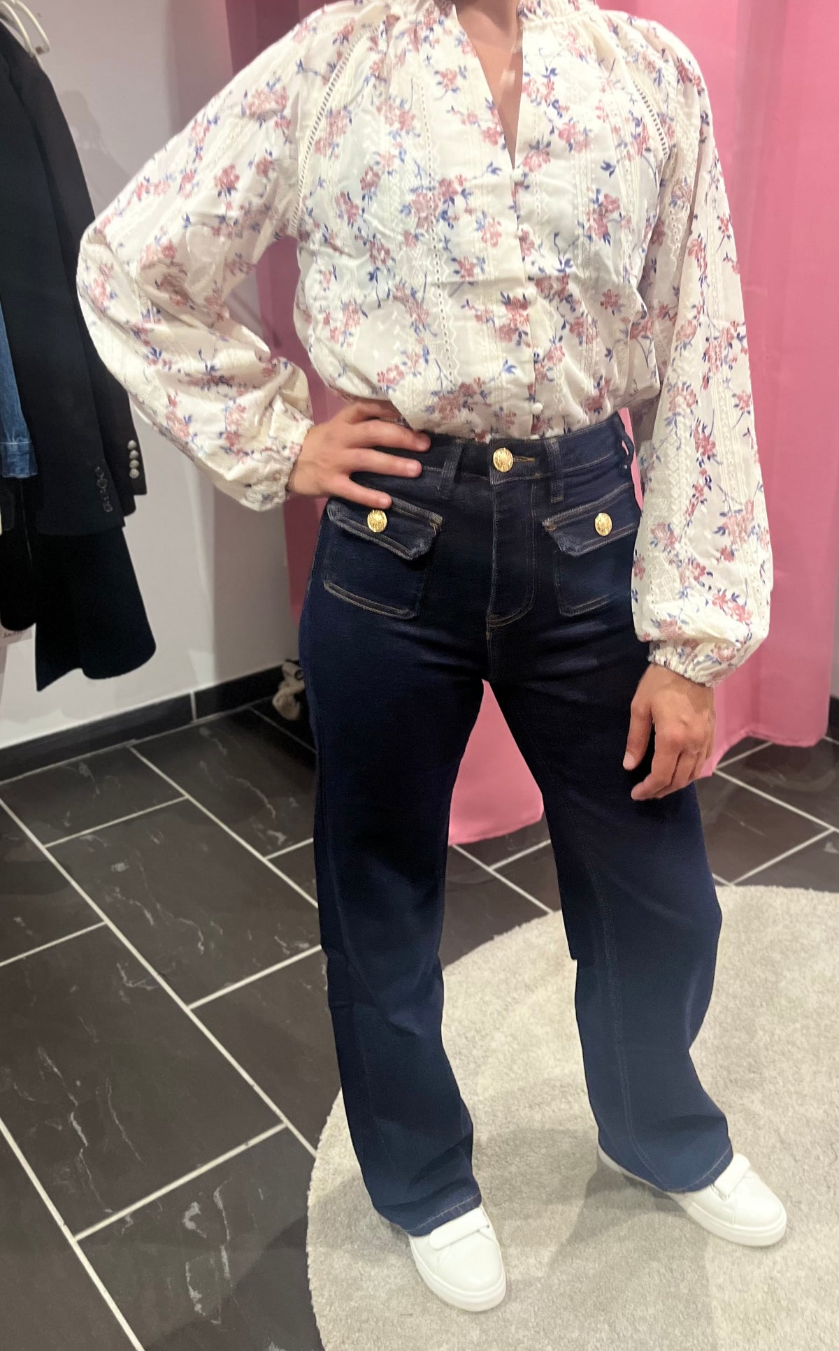 Jean Wide Leg Brut – Boutons Dorés