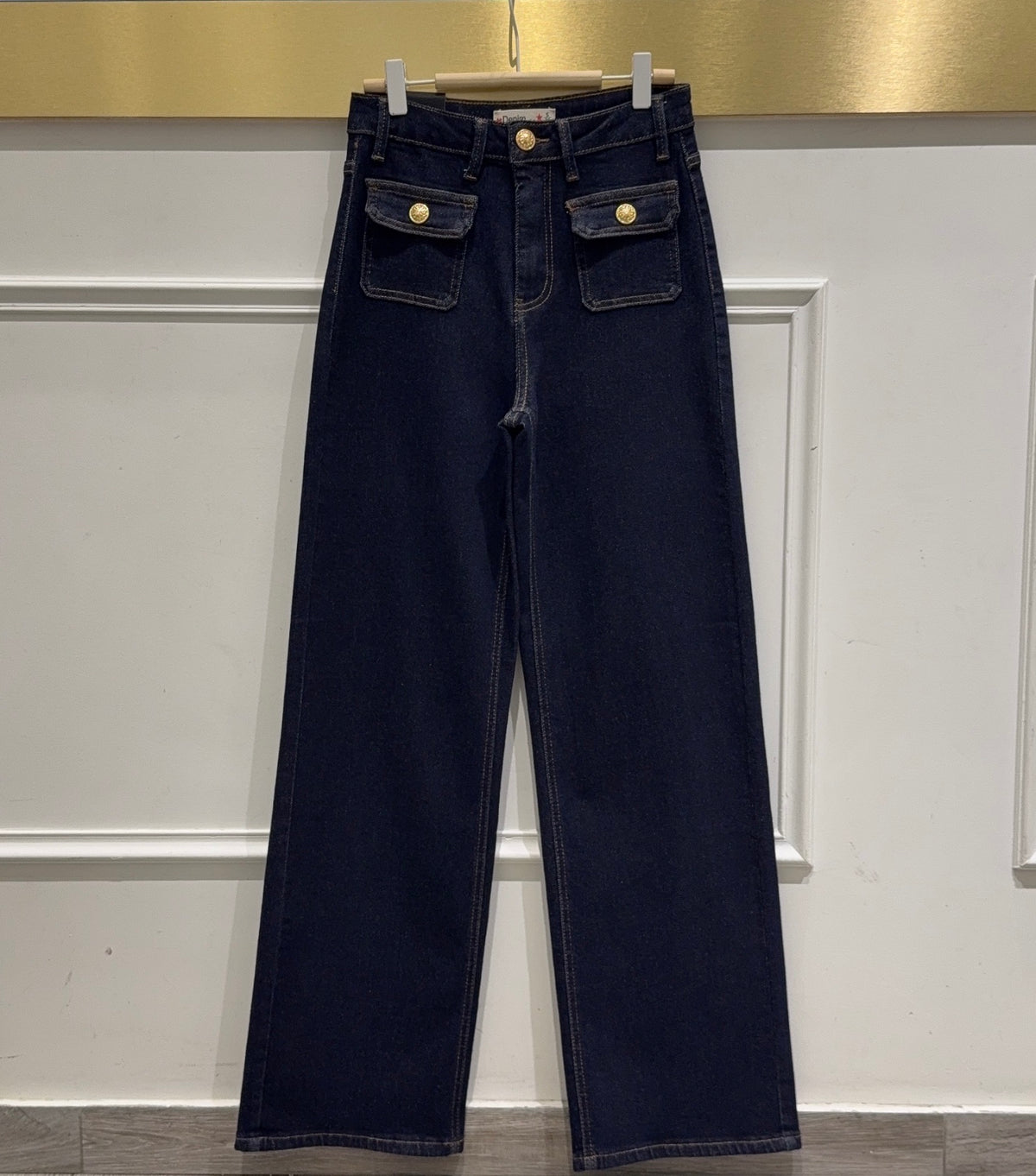 Jean Wide Leg Brut – Boutons Dorés