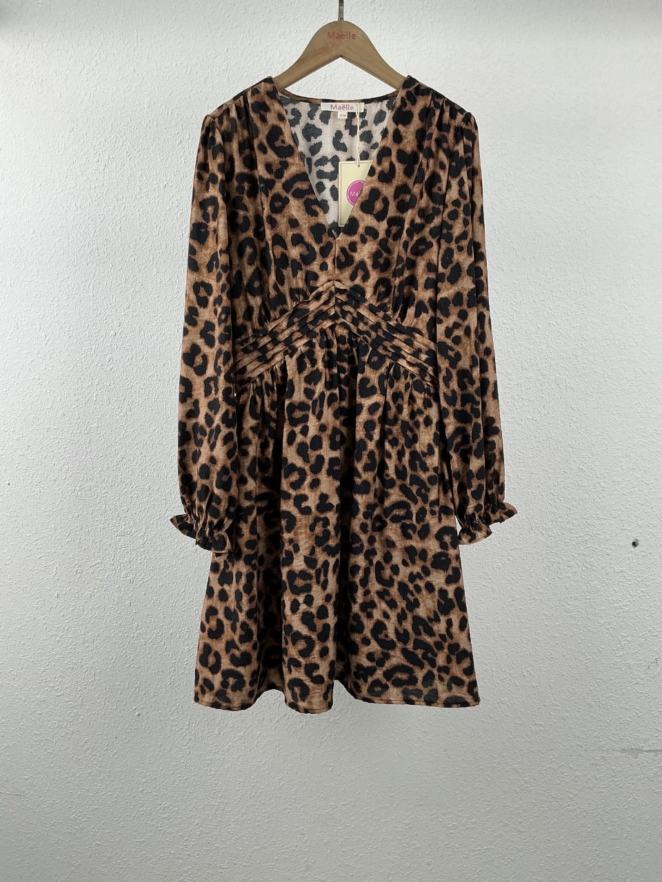 Robe courte léopard – Camel & Noir