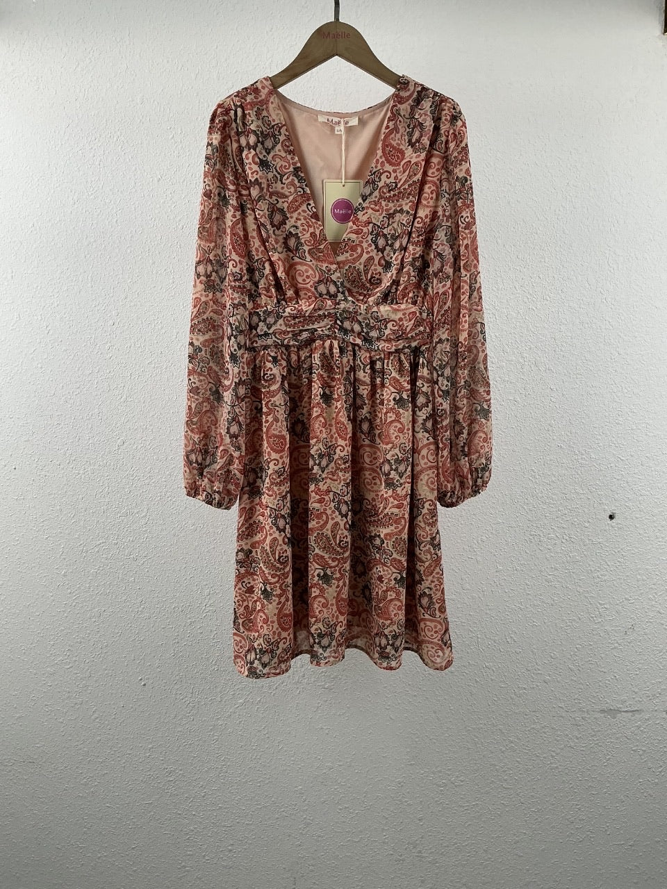 Robe courte imprimée cachemire – Beige & Terracotta