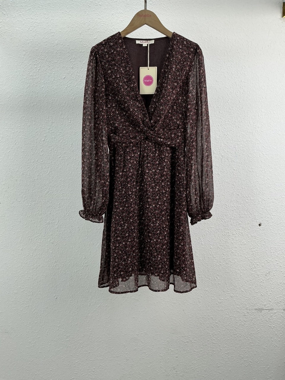 Robe courte fleurie noire & bordeaux