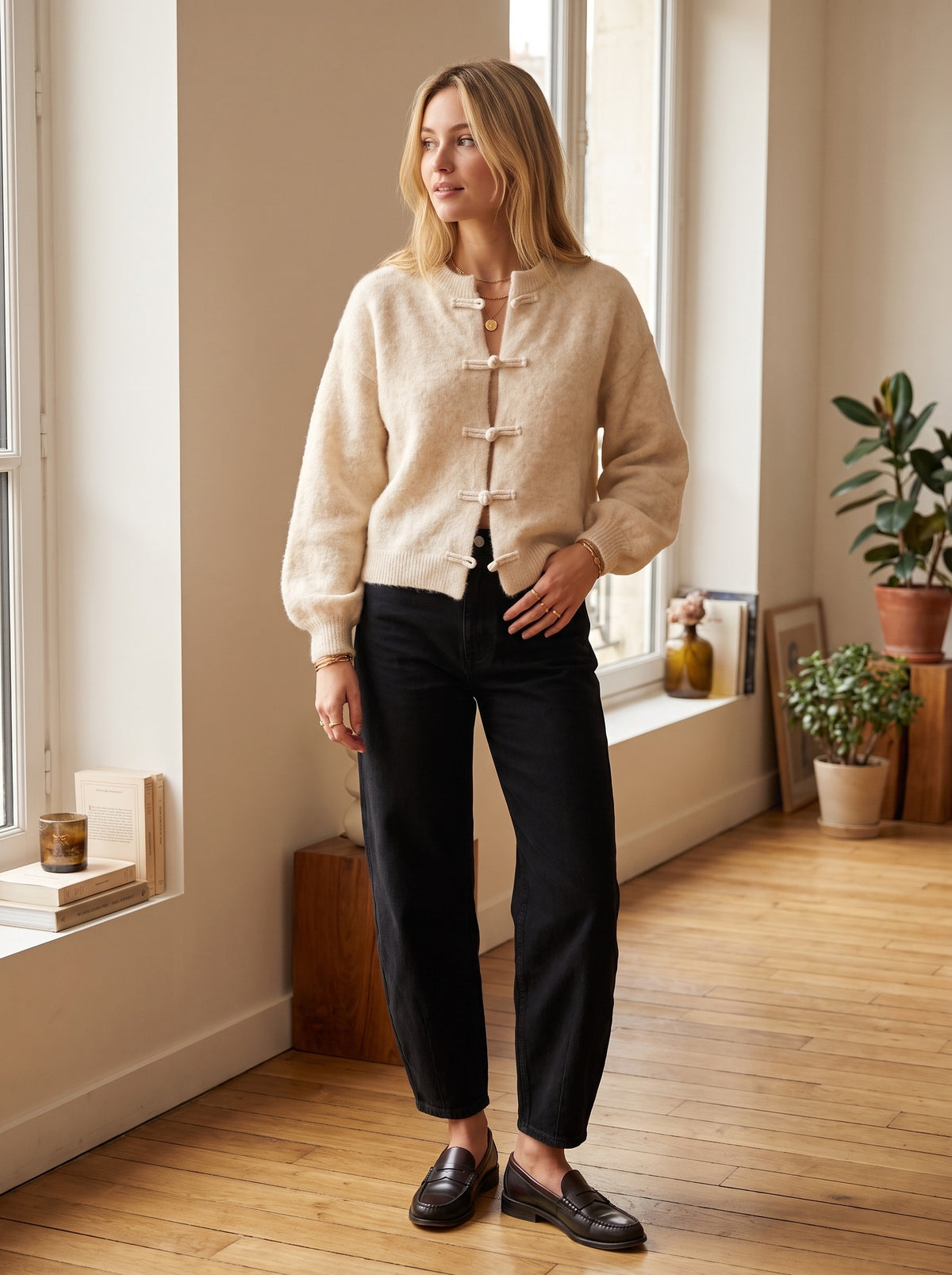 Gilet femme doux à nœuds – Léonie – 2 coloris