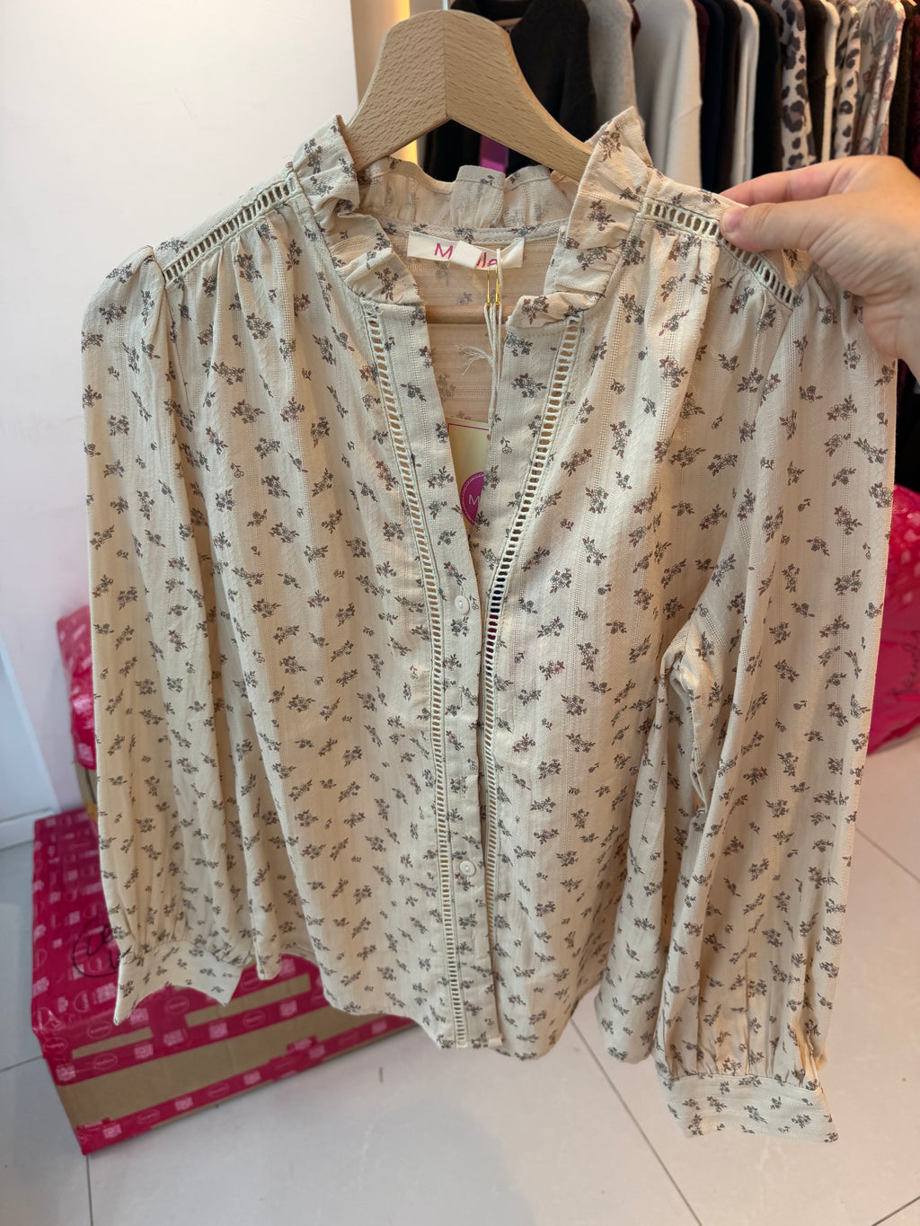 Blouse femme beige fleurie – Élise