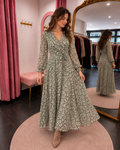 Robe longue fleurie cache-cœur verte