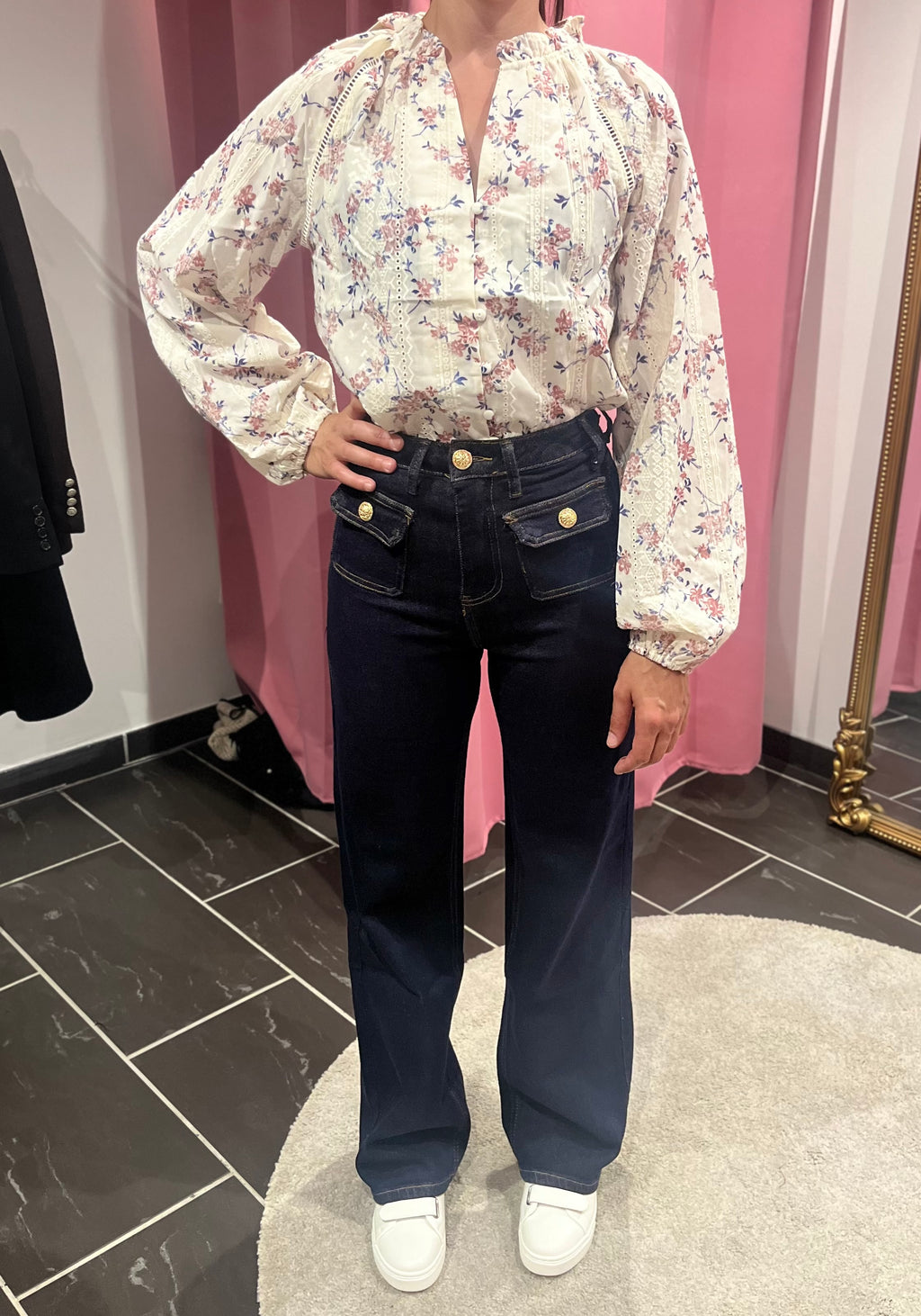 Jean Wide Leg Brut – Boutons Dorés