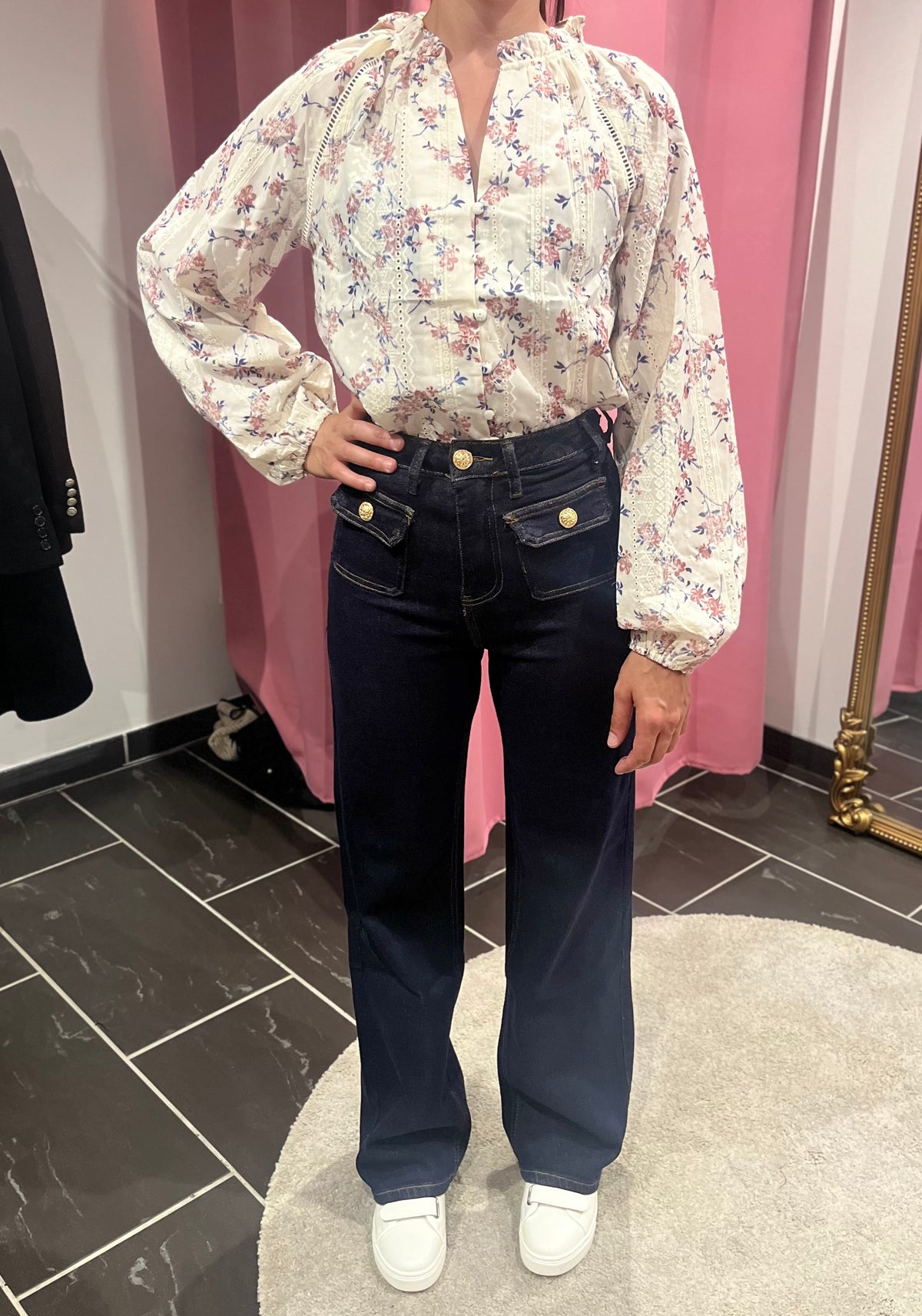 Jean Wide Leg Brut – Boutons Dorés