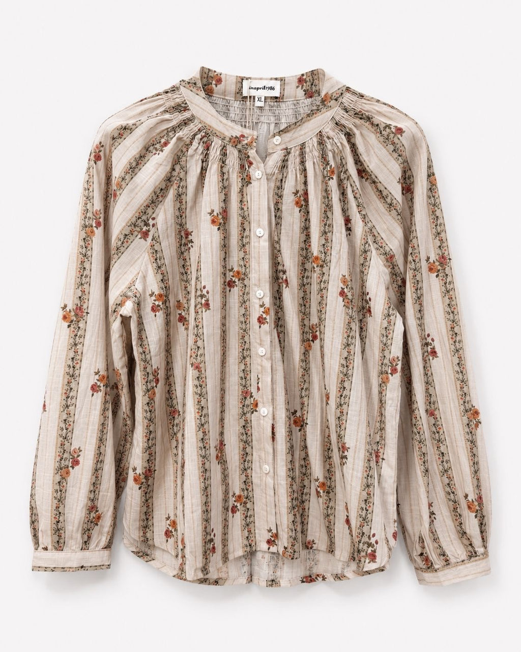 Blouse bohème fleurie taupe – Grande taille
