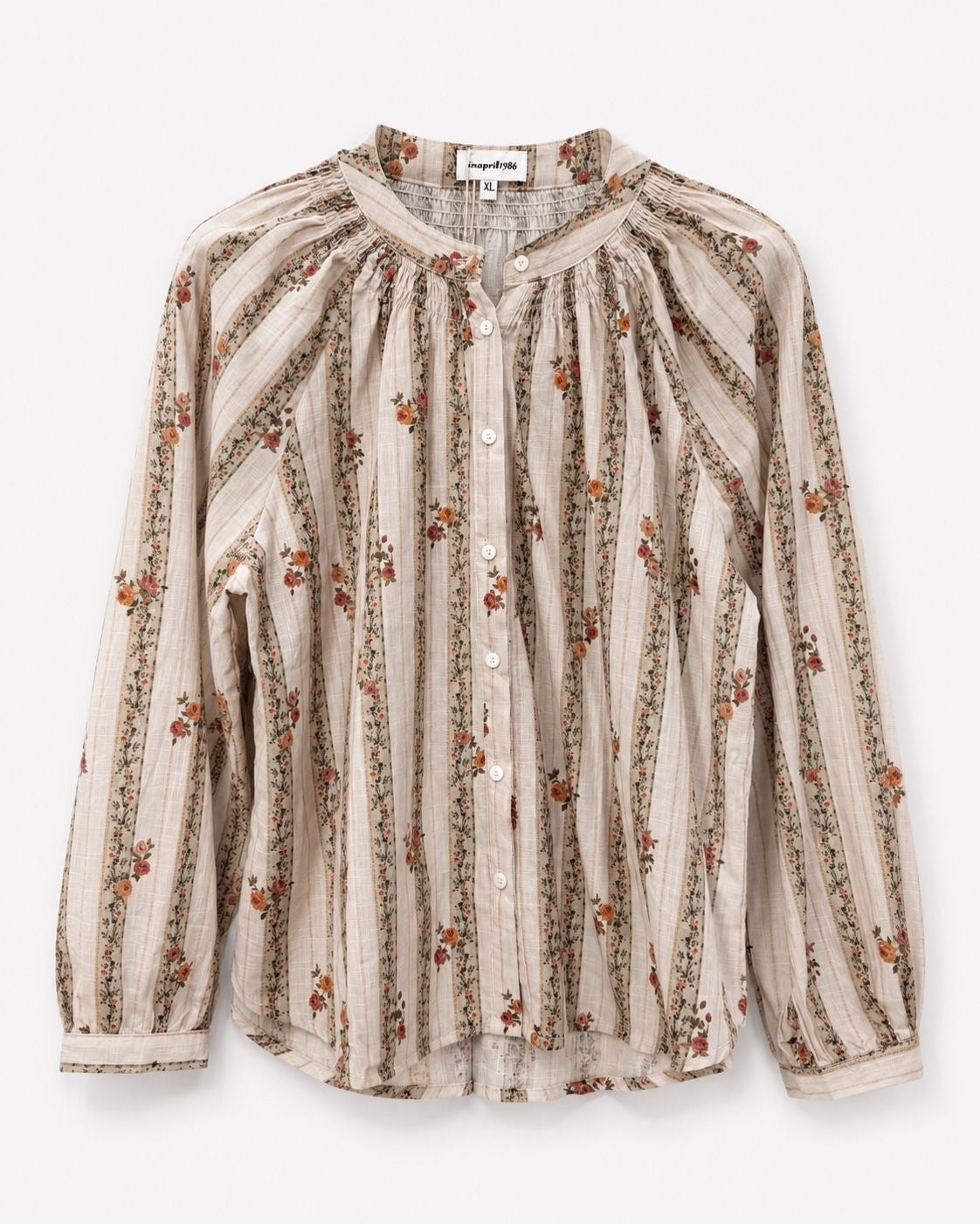 Blouse bohème fleurie taupe – Grande taille