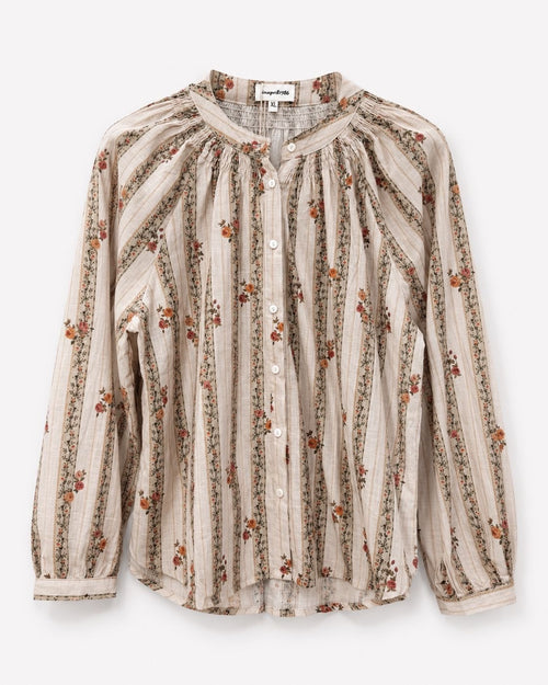 Blouse bohème fleurie taupe – Grande taille