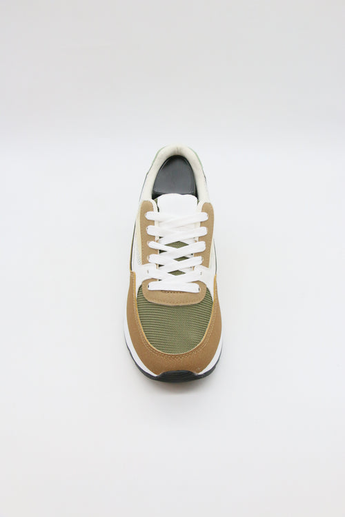 Baskets femme kaki camel & doré – Mila