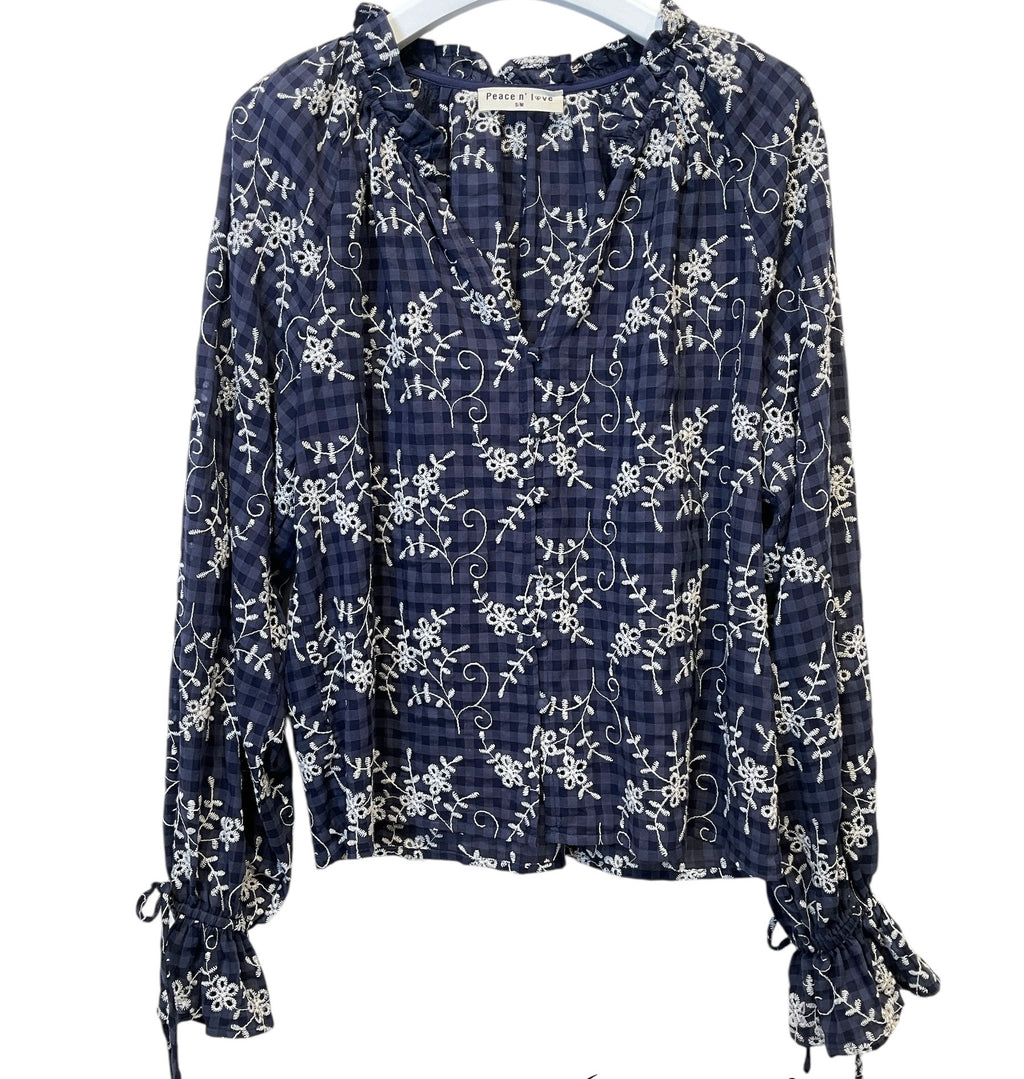 Blouse brodée marine – Esprit bohème chic