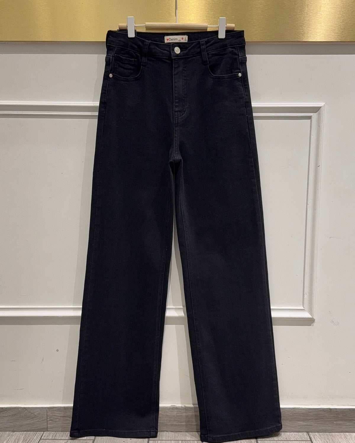 Jean Wide Leg Grande Taille – Noir
