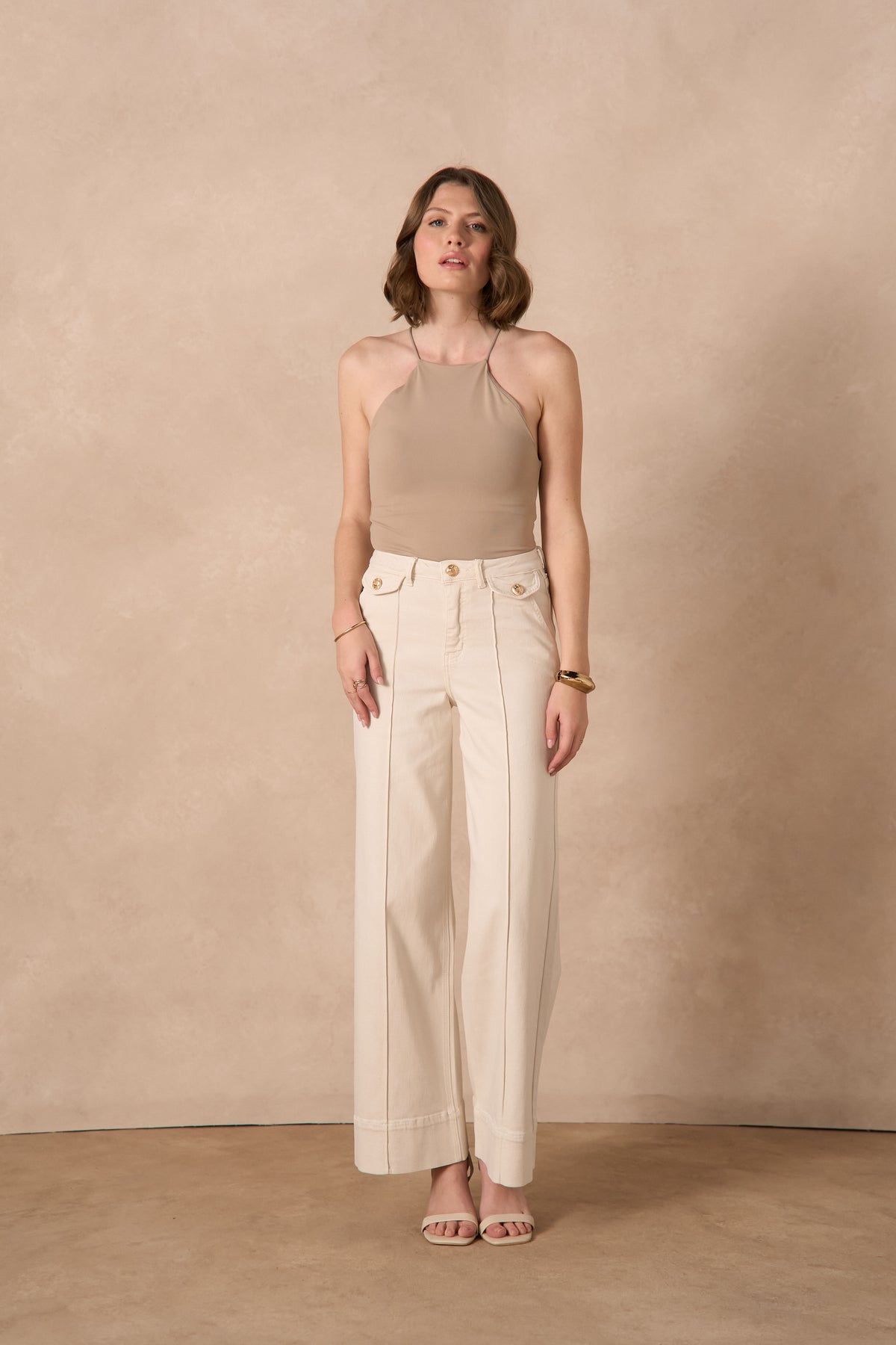 Jean écru taille haute Wide Leg