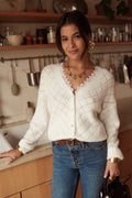Gilet Blanc Maille Ajourée & Dentelle